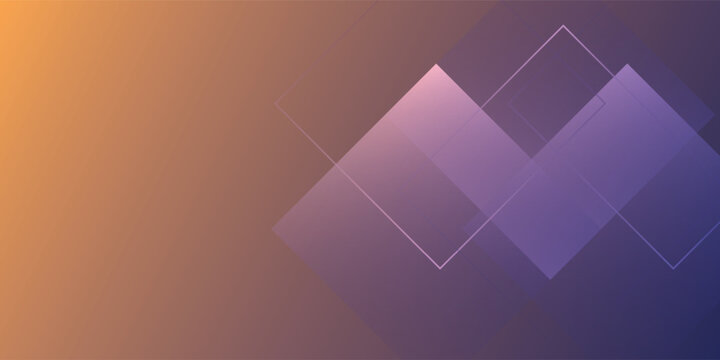 Abstract geometric background with overlapping transparent purple and orange diamond shapes.