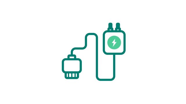 Minimalist digital icon of an electric vehicle charging station
