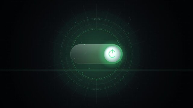 Sci Fi Futuristic Power Toggle Switch Interface Animation with Glowing HUD Elements