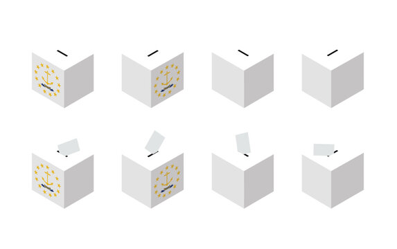 USA States Rhode Island Election Ballot Box Vector Isometric