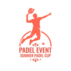 Obraz premium Dynamic Padel Player Silhouette Leaping For A Shot In A Stylish Graphic Design Template