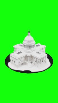 Government capitol building animated on green screen background, vertical video.