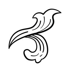 Obraz premium Vintage baroque floral vignette element. Vector line art illustration of a decorative classic acanthus leaf ornament isolated on white background.
