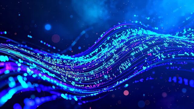 Abstract digital wave with binary code