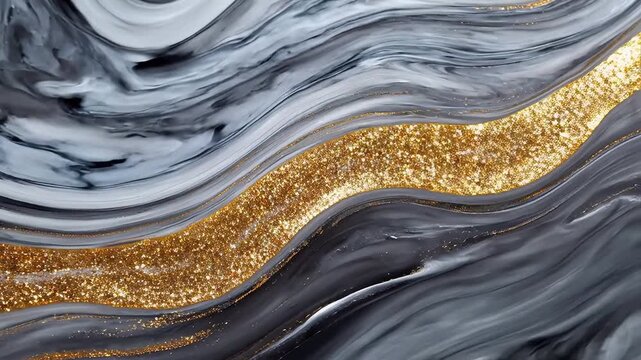 Abstract swirling pattern with gold and marble