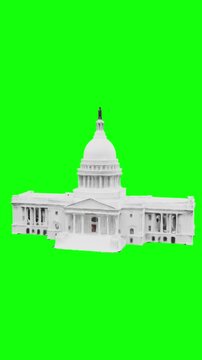 Government capitol building animated on green screen background, vertical video.