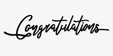 Congratulations word, simple black calligraphy text with white outline © Rawpixel.com