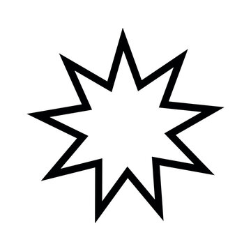 Vector illustration of a nine-pointed star or nonagram outline. Geometric linear symbol isolated on a white background.