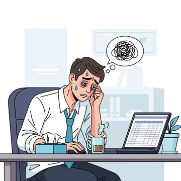 Stressed Businessman Overwhelmed By Workload And Deadlines In Office