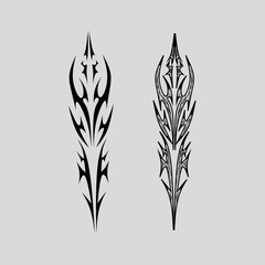 Tribal Tattoo Vector Set with Sharp Black Abstract Ornamental Elements © FATart