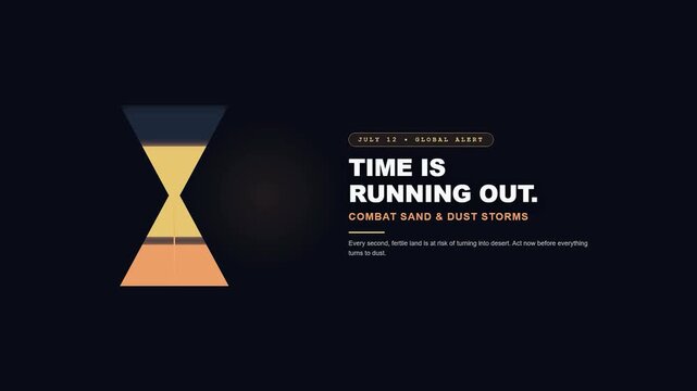 Hourglass Sand Flowing Motion International Day of Combating Sand and Dust Storms Minimalist Flat Design Environmental Climate Change Awareness Motion