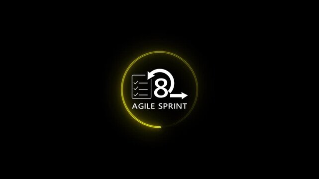 Agile Sprint Icon with Checklist and Infinity Loop on Black Background methodology process