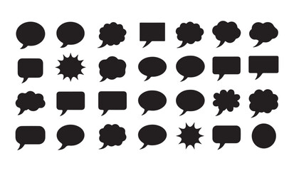 Fototapeta premium Blank speech bubble silhouette set for comic dialogue and chat message interface vector illustration.