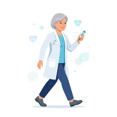 Fototapeta premium Professional Doctor Walking With Thermometer Healthcare Personnel Representing Medical Expertise