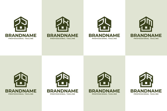 Letters JJ JK JL JM JO JP JQ JR Home Roof Logo, for J KJ LJ MJ OJ PJ QJ RJ initials related to house