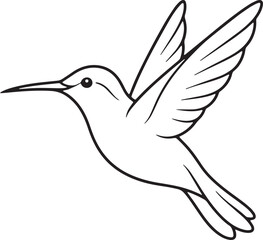 Obraz premium Flying Hummingbird Sketch Illustration in Minimalist Line Art Style