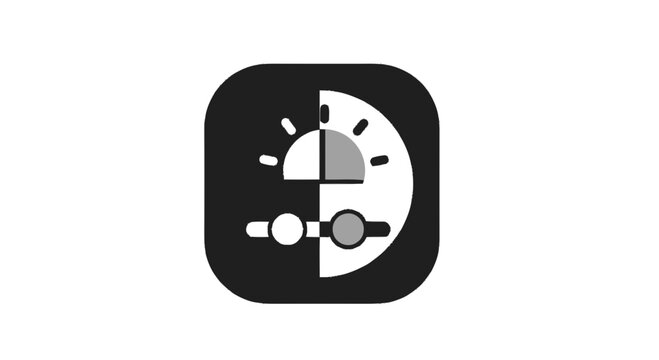 Black and white camera settings icon.