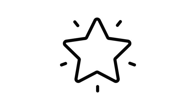 Star Favorite Animation Icon Video &ndash; Outline Rating Icon Loop on White Background