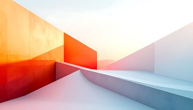 Vibrant colorful geometric shapes staircase background.