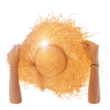 Hands holding sunhat png sticker, transparent background