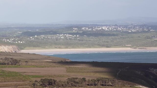 Coastal landscape of the Crozon Peninsula in Brittany, France sandy beach landscape