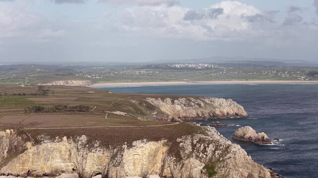 Atlantic Ocean coast Crozon Peninsula France aerial drone landscape Europe nature