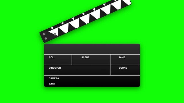 Green Screen Motion Emerald Green Film Clapperboard For Cinema Production Animation