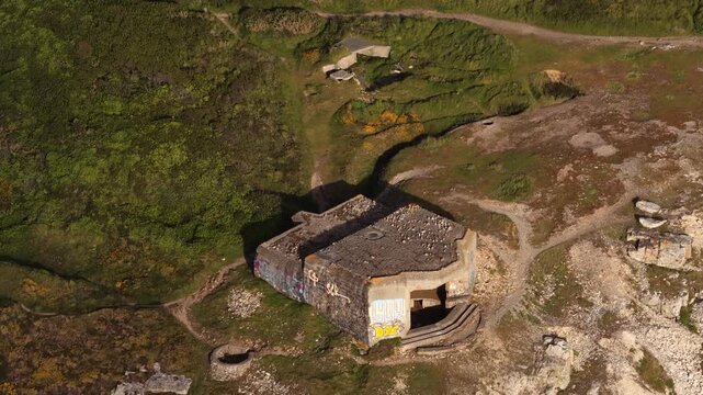 German World War II bunker at the Pointe de Pen-Hir on the Crozon peninsula in Brittany, France