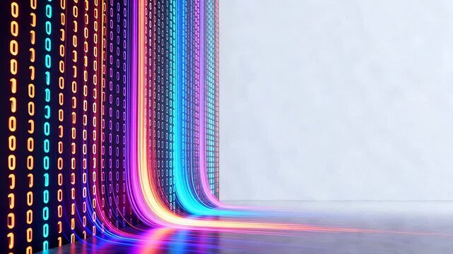 Colorful binary code digital wave