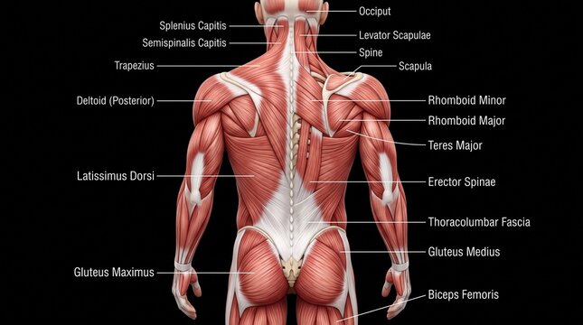 Human Back and Posterior Muscles Anatomical Model