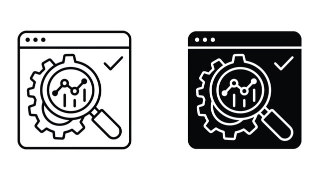 Software performance optimization and web analytics icon set with software