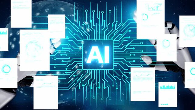 Futuristic Concept of Artificial Intelligence with Robotic Hands and Data Visualizations Representing Technology and Innovation in a Digital World. Entropy.