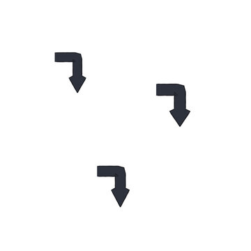 Direction arrow sign with right turn, isolated on transparent background