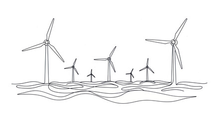 Wind Turbines Generating Clean Energy in the Ocean. © Yuni
