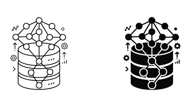 Deep learning database optimization and neural network icon set with learning