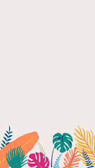 Colorful tropical leaf iPhone wallpaper, beige design © Rawpixel.com