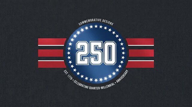 Patriotic 250th anniversary graphic for United States quarter millennial celebration