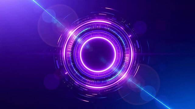 Abstract neon circle with glowing light
