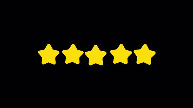  rating 5 stars animated feedback review video element 4k transparent background
