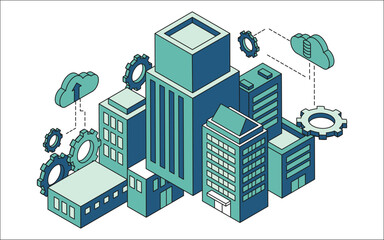 Fototapeta premium isometric vector illustration of city buildings