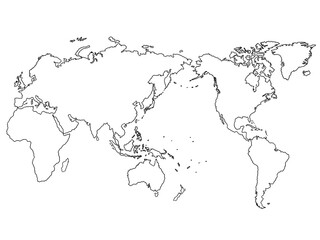 世界地図（白地図）日本中心 © あすなろ挿絵店