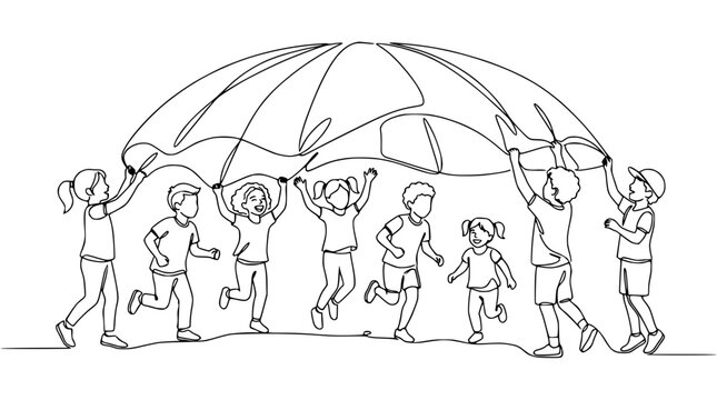 Children Playing Under Parachute