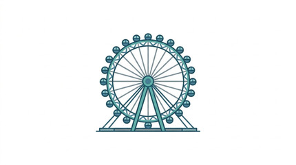 Colorful Ferris Wheel Illustration with Detailed Gondolas. © Byebye