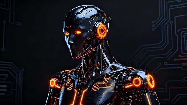 Futuristic robot with glowing circuits