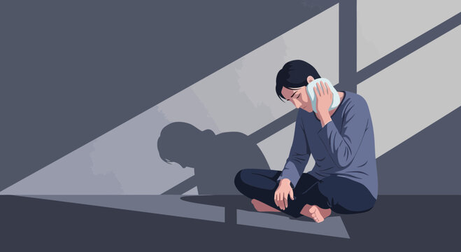 Illustration Of A Person Suffering, Representing Physical Discomfort Or Mental Pain