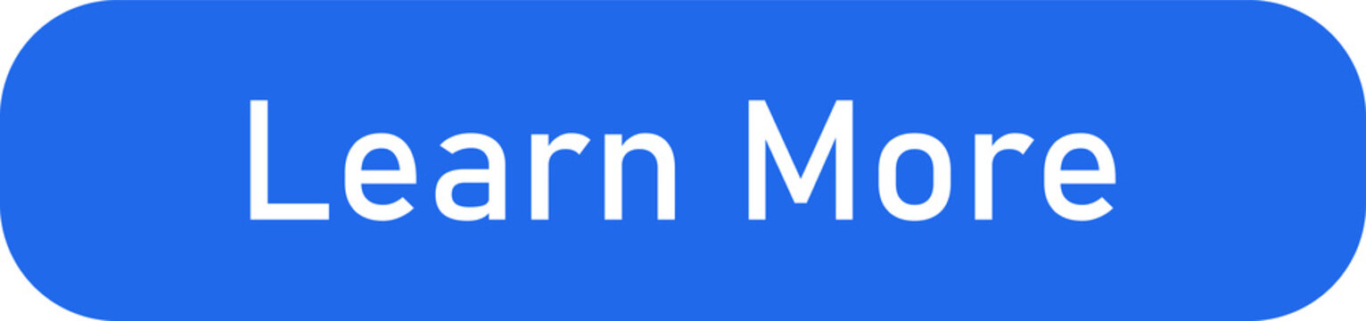 Blue Learn More Button UI Element Isolated on Transparent Background
