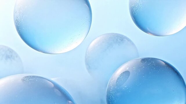 Blue translucent spheres floating