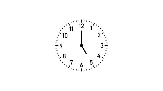 Simple watch and minimalist black clock with moving arrows on transparent background. 