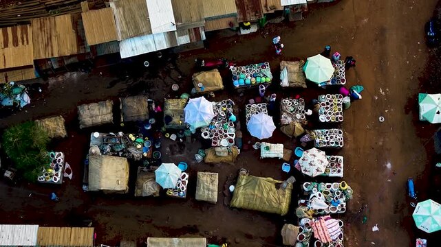 Rural settlement kenya kibera township soweto neighborhood village in kenya. poor roads and market kenya