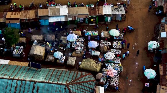 Rural settlement kenya kibera township soweto neighborhood village in kenya. poor roads and market kenya